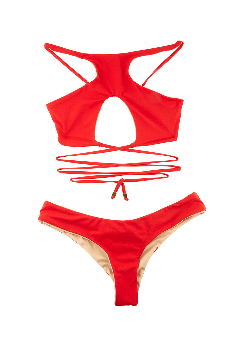 red strappy bikini