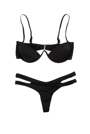 Truth or Dare Black Shine Bikini Top – Perfect Peach